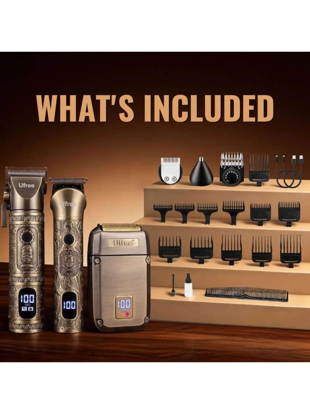 3-in-1 Hair Clippers & Beard Trimmer Kit | Cordless, Fast Charging, LED Display